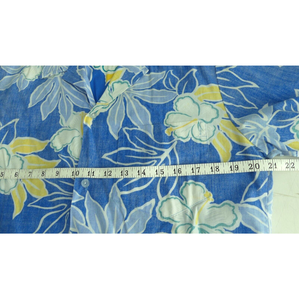 VTG Rai Nani Hawaiian Men's Shirt‎ Size M Blue Floral Tropical Made in Hawaii - Picture 6 of 8